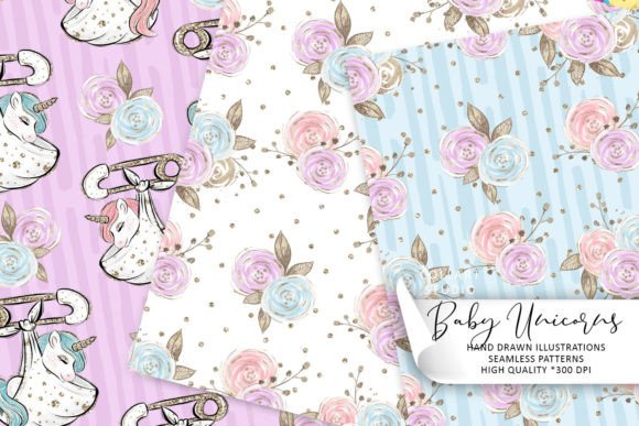 Baby Unicorns Patterns, Seamless Papers: A Creative Resource for Designers and Artists
