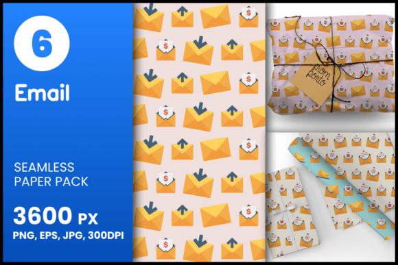 Email Seamless Patterns and 6 Email Seamless Patterns in JPG, PNG, EPS File