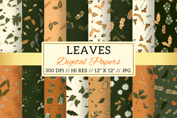 Leaf Digital Papers, Leaves Patterns: A Creative Resource for Designers