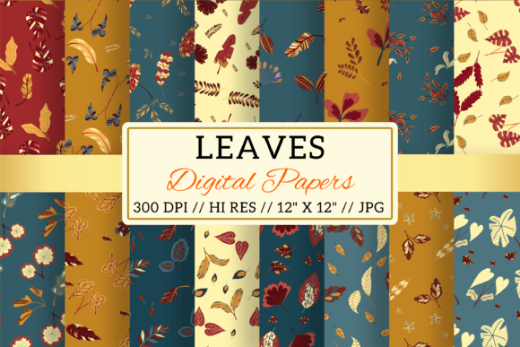 Leaf Digital Papers Patterns Leaves