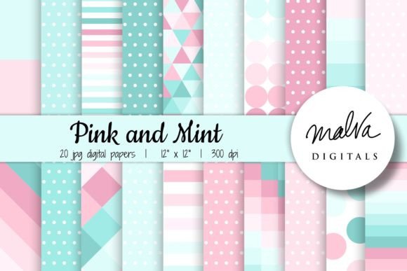 Pastel Pink and Mint Geometric Patterns for Creative Projects