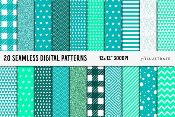 Teal Green Seamless Patterns Paper