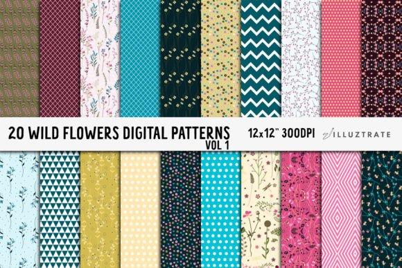 Wild Flower Digital Paper Patterns